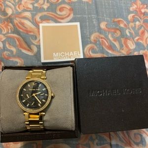 AUTHENTIC MK WATCH GOLD/CRYSTAL/GOLD STRAP